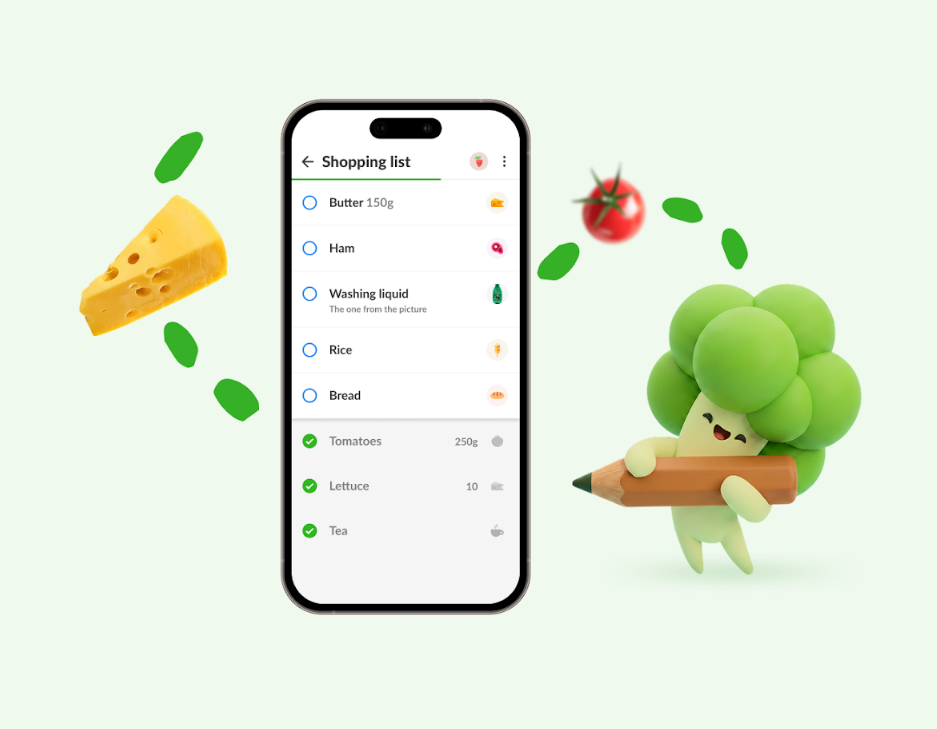 Listonic grocery shopping list app interface